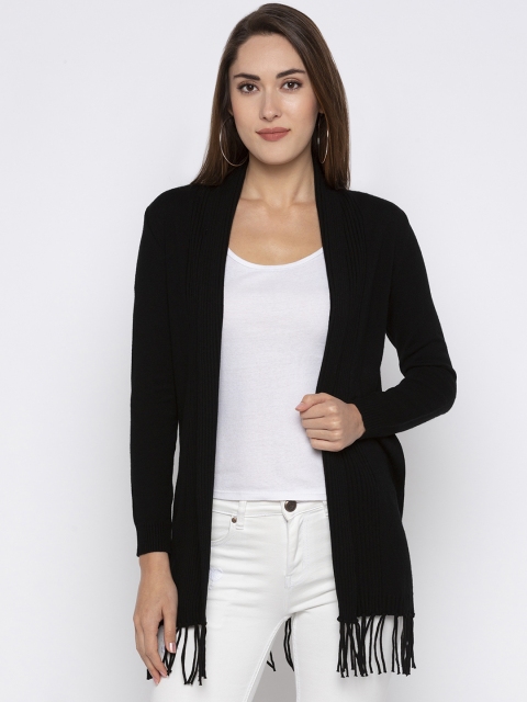 

Globus Women Black Solid Open Front Shrug