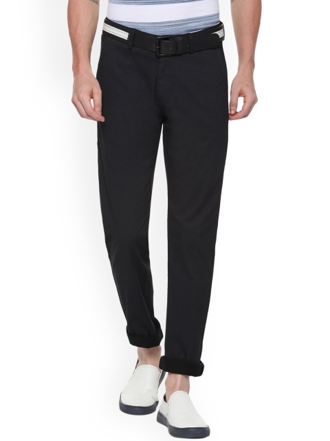 

Allen Solly Men Black Smart Slim Fit Self Design Regular Trousers