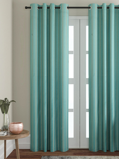 

VRINDA Blue Striped Single Door Curtain