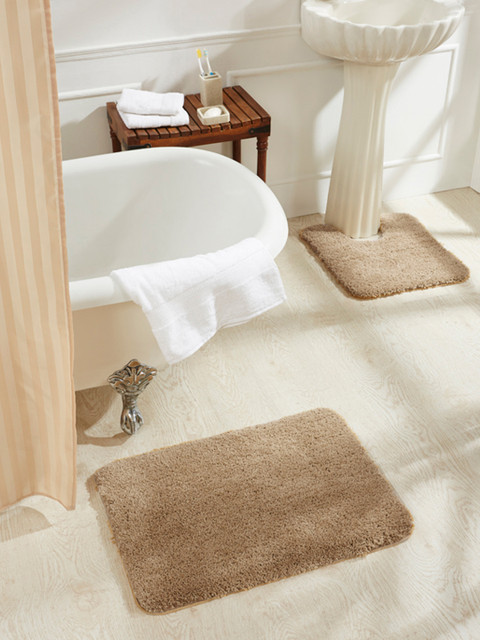 

OBSESSIONS Set Of 2 Tuffted Polyester Microfiber Bath Rugs, Beige