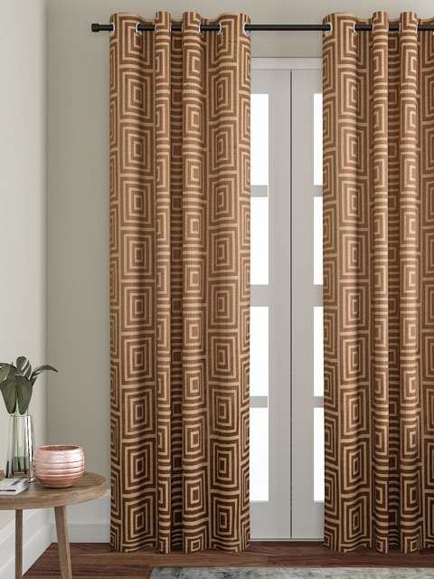 

VRINDA Coffee Brown Printed Curtain