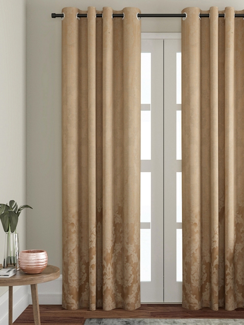 

VRINDA Beige Self Design Single Door Curtain