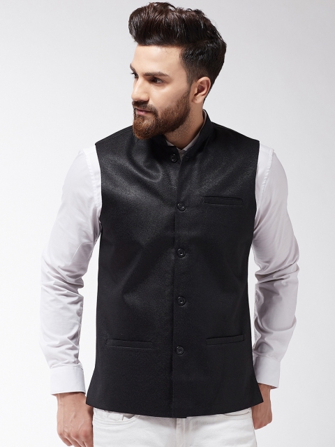 

SOJANYA Men Black Self Design Nehru Jacket