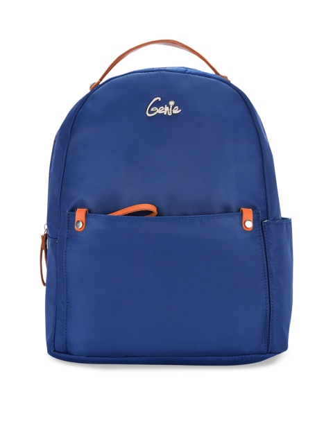 

Genie Women Navy Blue 15 inches Solid Small Backpack