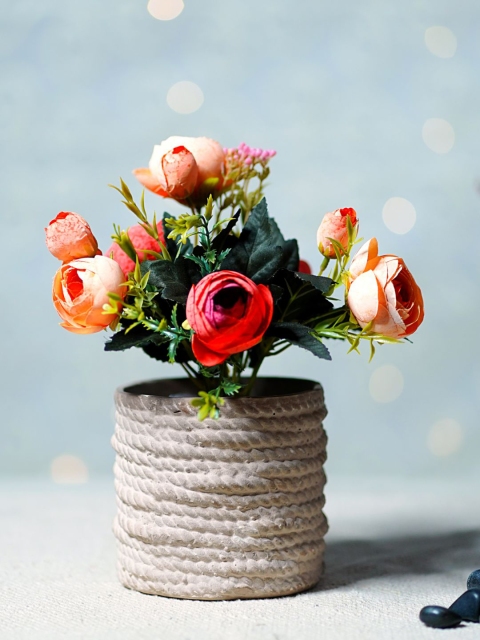 

Unravel India Brown Ceramic Round Rope Table Top Planter