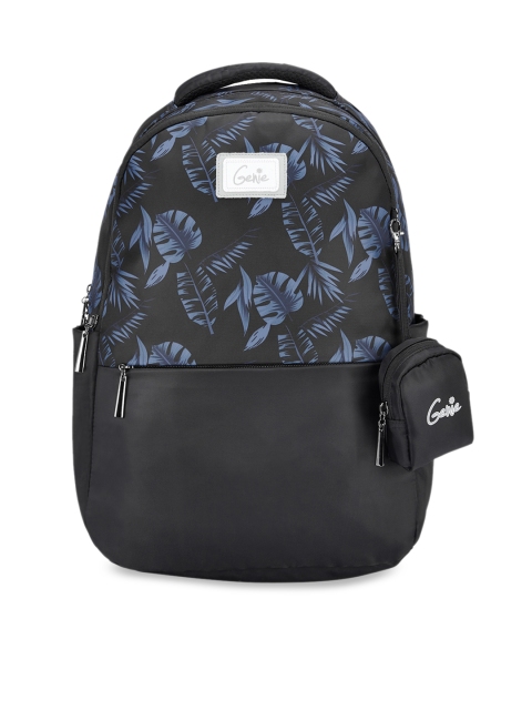 

Genie Unisex Black & Blue Printed 17inches Medium Laptop Backpack with Pouch