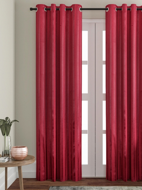 

VRINDA Red Set of Single Door Curtains