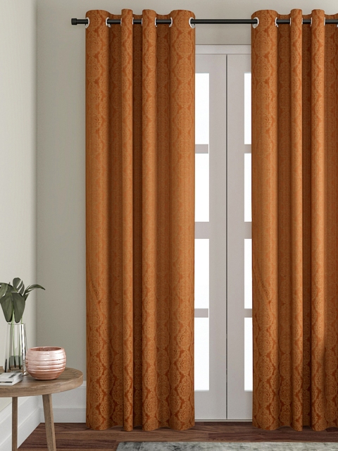 

VRINDA Rust Brown Self Design Single Door Curtain