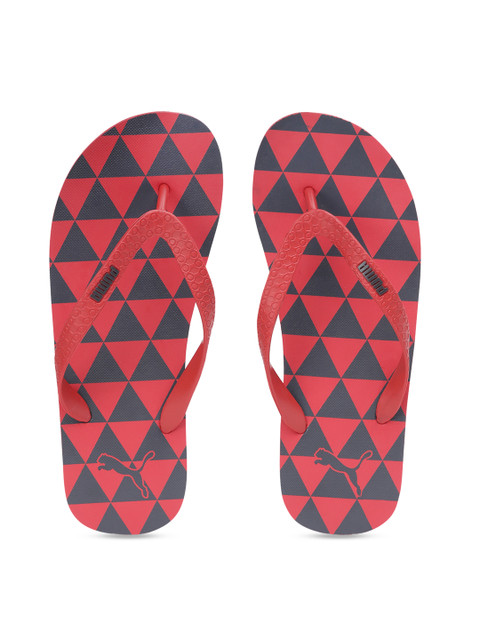 Puma Unisex Red & Grey Monk GU IDP High Risk Shadow Printed Thong Flip Flops Red unisex
