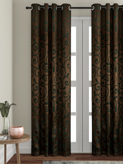 

VRINDA Green & Brown Single Door Curtain