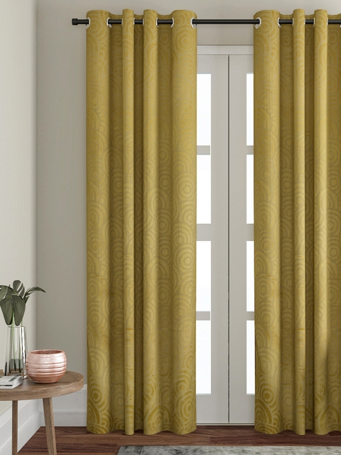 

VRINDA Lime Green Self Design Single Door Curtain
