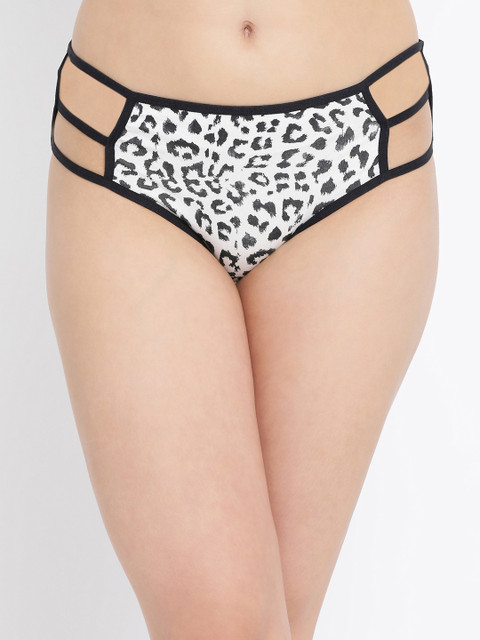 

Clovia Women White & Black Animal Printed Mid Rise Hipster Briefs PN3236P18XL