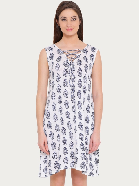 

Clovia White Printed Nightdress NS0976A18XL