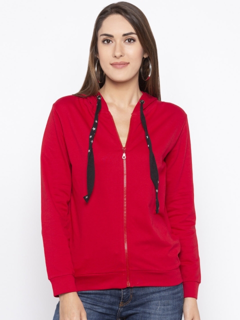 

Globus Women Red Solid Hooded Sweatshirt
