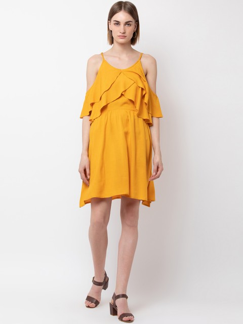 

DODO & MOA Women Yellow Fit and Flare Dress