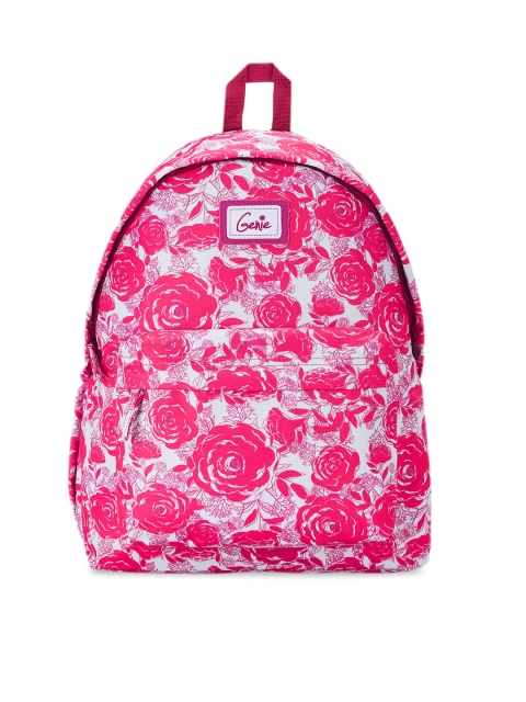 

Genie Women Pink & Grey Floral Print 14 inches Small Backpack