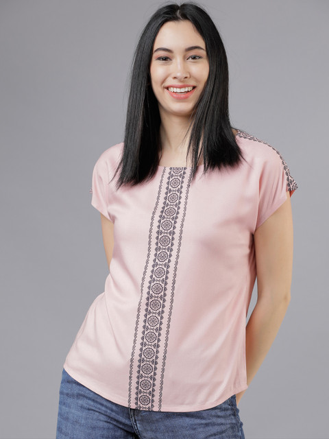 

Tokyo Talkies Women Pink Printed Top