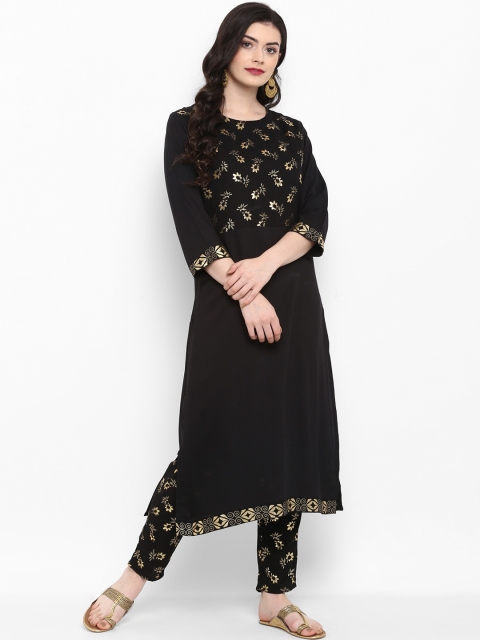 

ZIYAA Women Black Yoke Design Kurta with Trousers