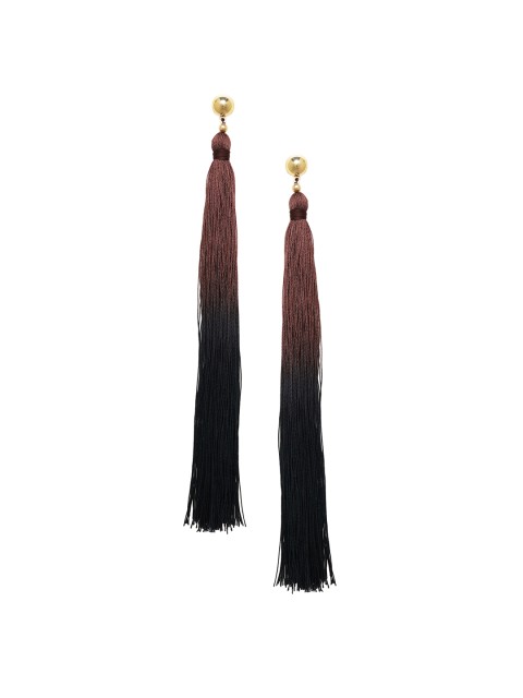

Voylla Brown & Black Contemporary Drop Earrings