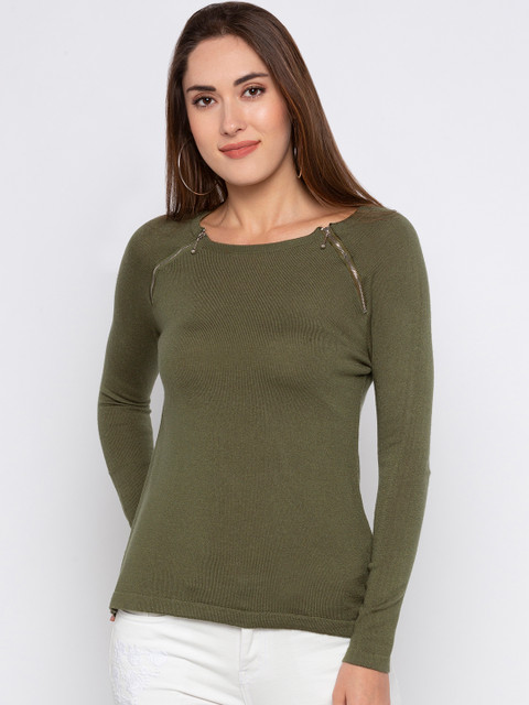 

Globus Women Olive Green Solid Top