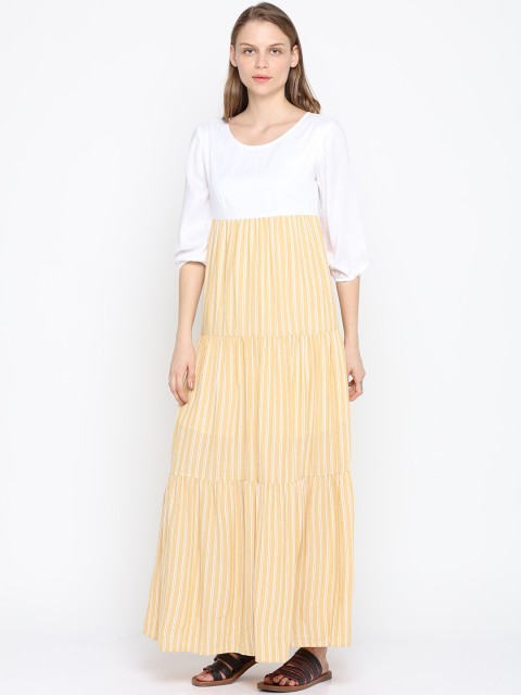 

IDK Women Yellow & White Striped Maxi Dress