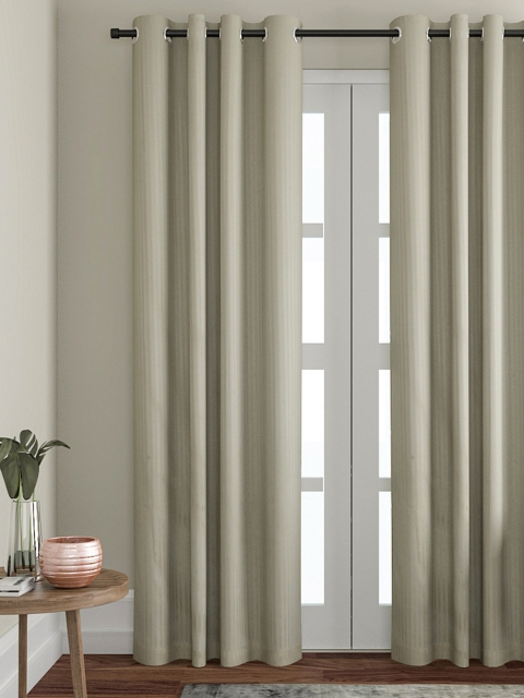 

VRINDA Yellow & Off-White Set of Single Door Curtains