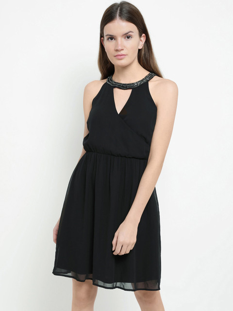 

Kazo Women Black Wrap Dress