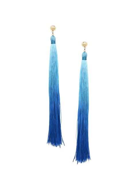 

Voylla Silver-Toned & Multicoloured Drop Earrings, Blue
