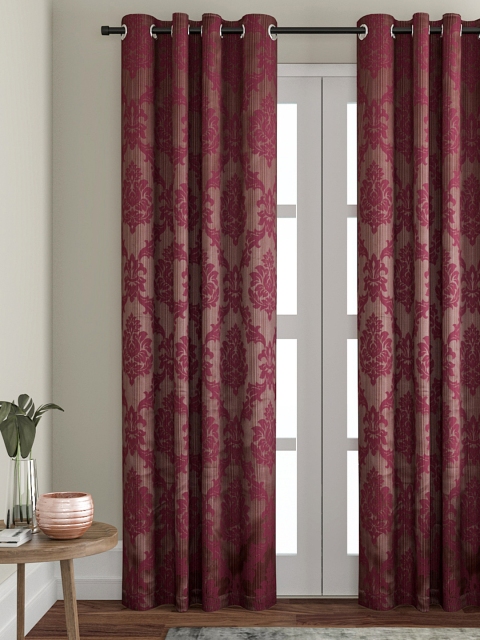 

VRINDA Purple & Beige Self Design Single Door Curtain