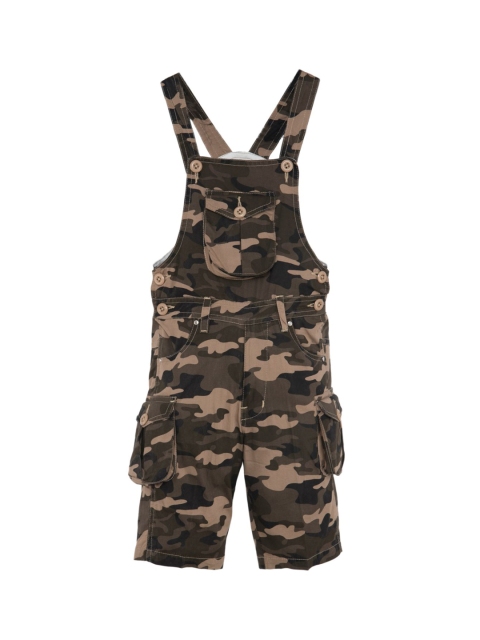 

FirstClap Kids Brown Camouflage Printed Regular Fit Dungarees
