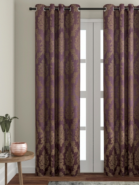 

VRINDA Purple & Brown Single Door Curtain