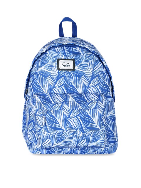 

Genie Women White & Blue Printed 14 inches Small Backpack