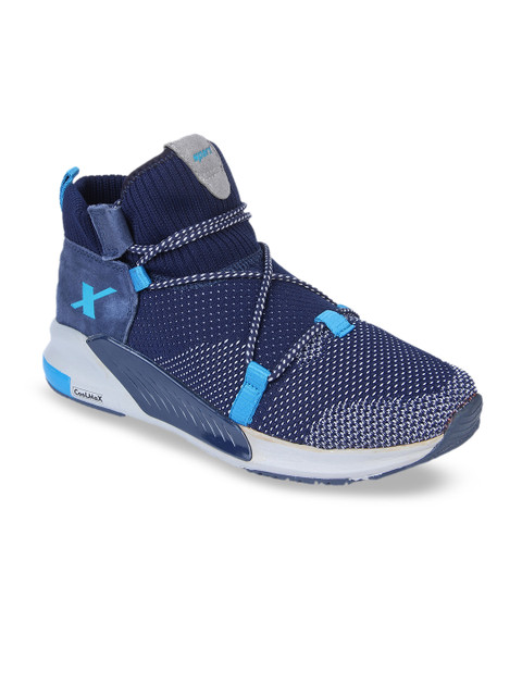 

Sparx Men Navy Blue Mesh Mid-Top Running Shoes