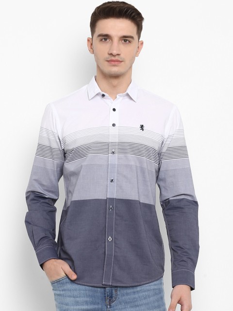 

Red Tape Men White & Grey Regular Fit Colourblocked Casual Shirt
