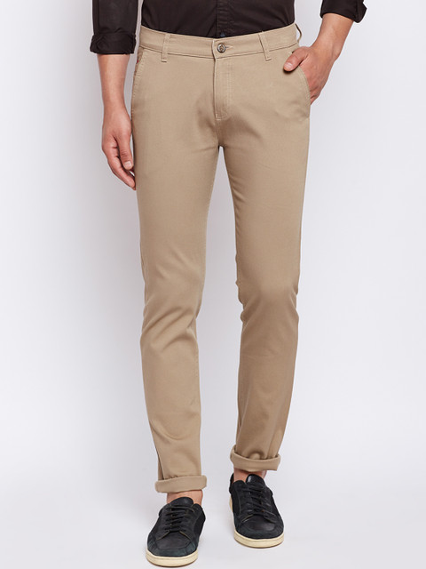 

Crimsoune Club Men Beige Slim Fit Self Design Regular Trousers