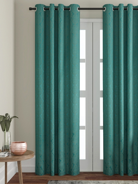 

VRINDA Blue Set of Single Door Curtains