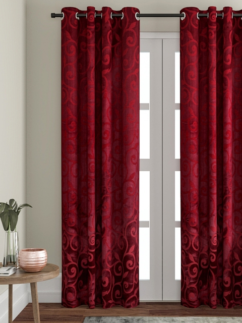 

VRINDA Red Set of Single Door Curtains