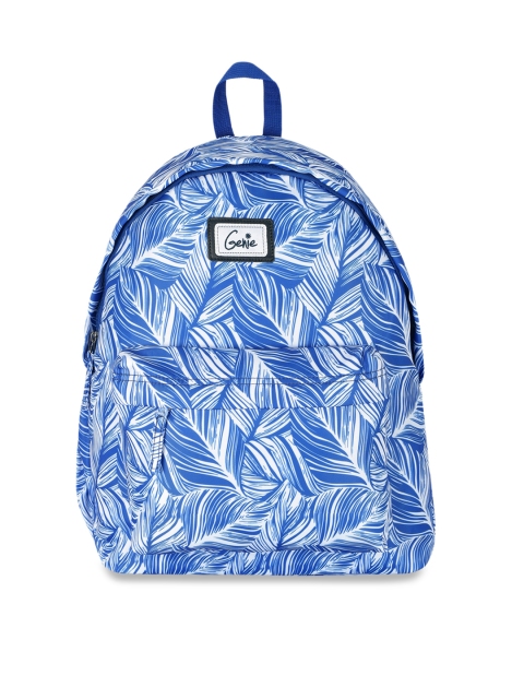 

Genie Unisex White & Blue Printed 16 inches Medium Backpack