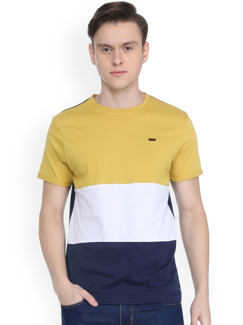 

People Men Yellow Colourblocked Round Neck Pure Cotton T-shirt