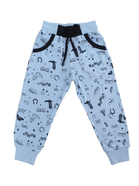 

Stupid Cupid Boys Blue Printed Joggers
