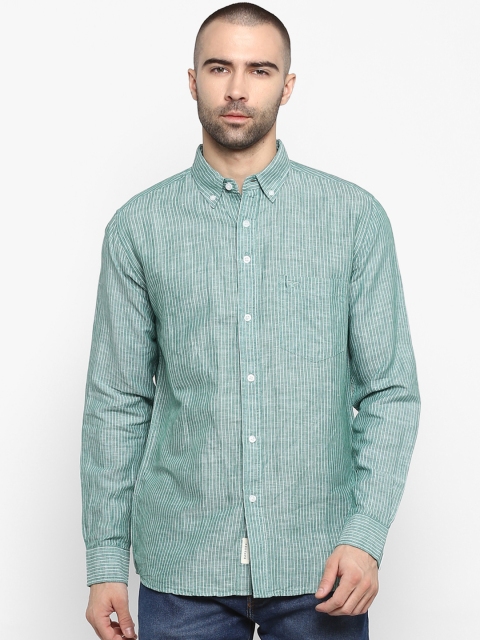 

Red Tape Men Green Regular Fit Striped Casual Shirt