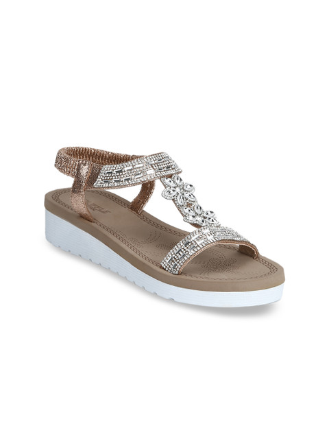 

Truffle Collection Women Silver-Toned & Rose Gold Solid Sandals