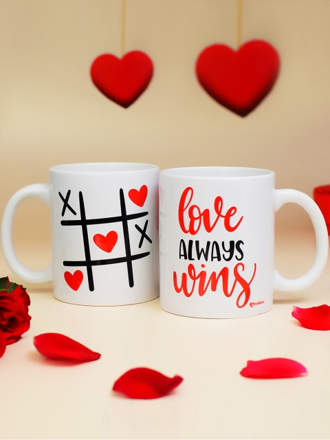 

Archies Love Gifts White 2-Pieces Printed Ceramic Cups Set