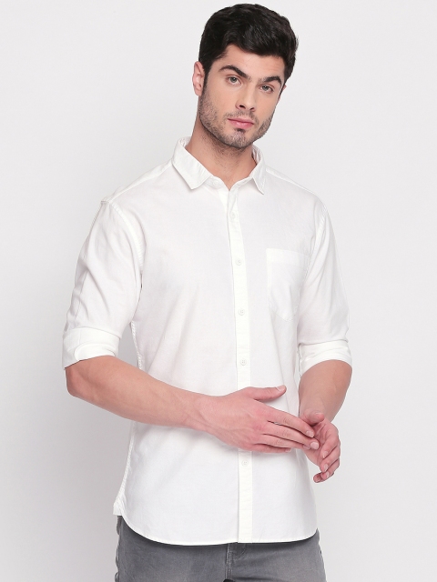 

BYFORD by Pantaloons Men White Slim Fit Solid Casual Shirt