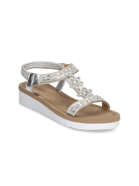 

Truffle Collection Women Silver-Toned Textured Heels
