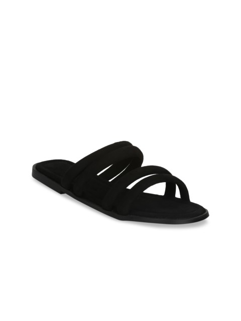 

Truffle Collection Women Black Solid Open Toe Flats