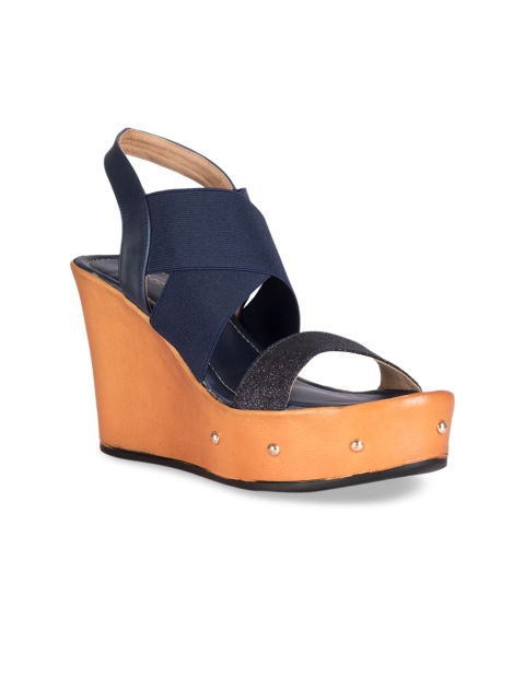 

Kraft Cellar Women Navy Blue & Brown Solid Heels