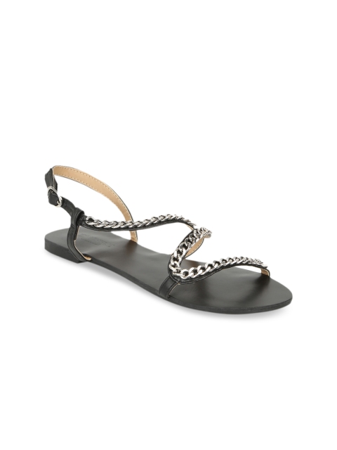 

Truffle Collection Women Black Solid Open Toe Flats