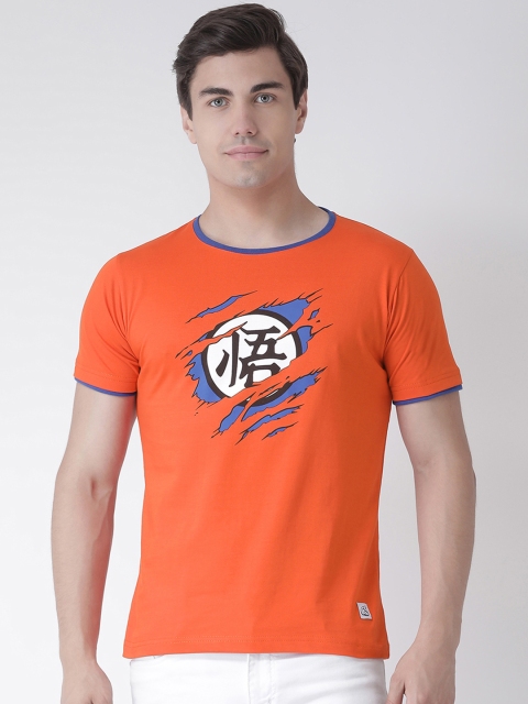 

ComicSense.xyz Men Orange Printed Round Neck T-shirt