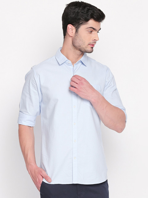 

BYFORD by Pantaloons Men Blue Slim Fit Solid Casual Shirt